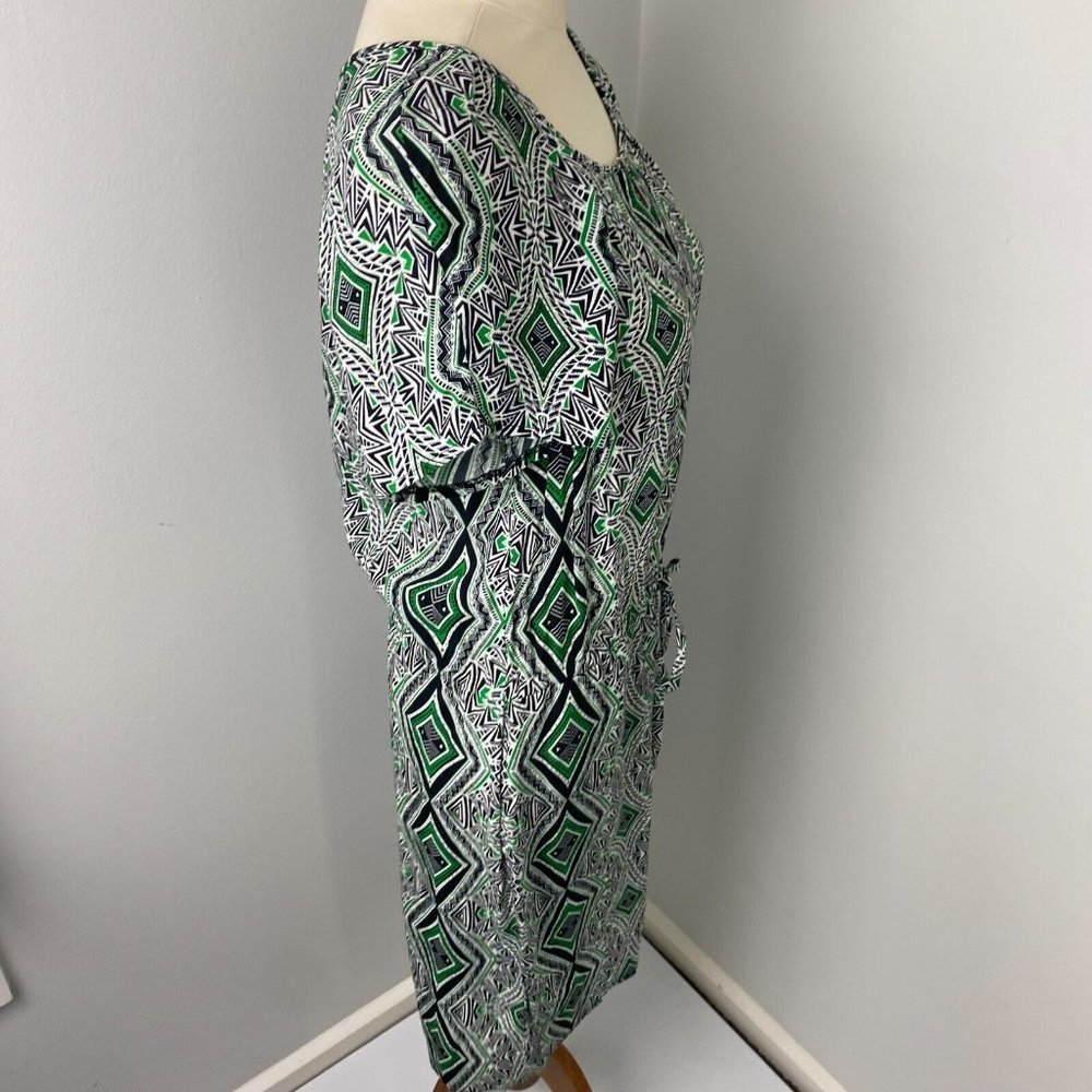 David Lawrence Size 8 Women's Shift Dress Geometric Pockets Waist Tie - Picture 9 of 10
